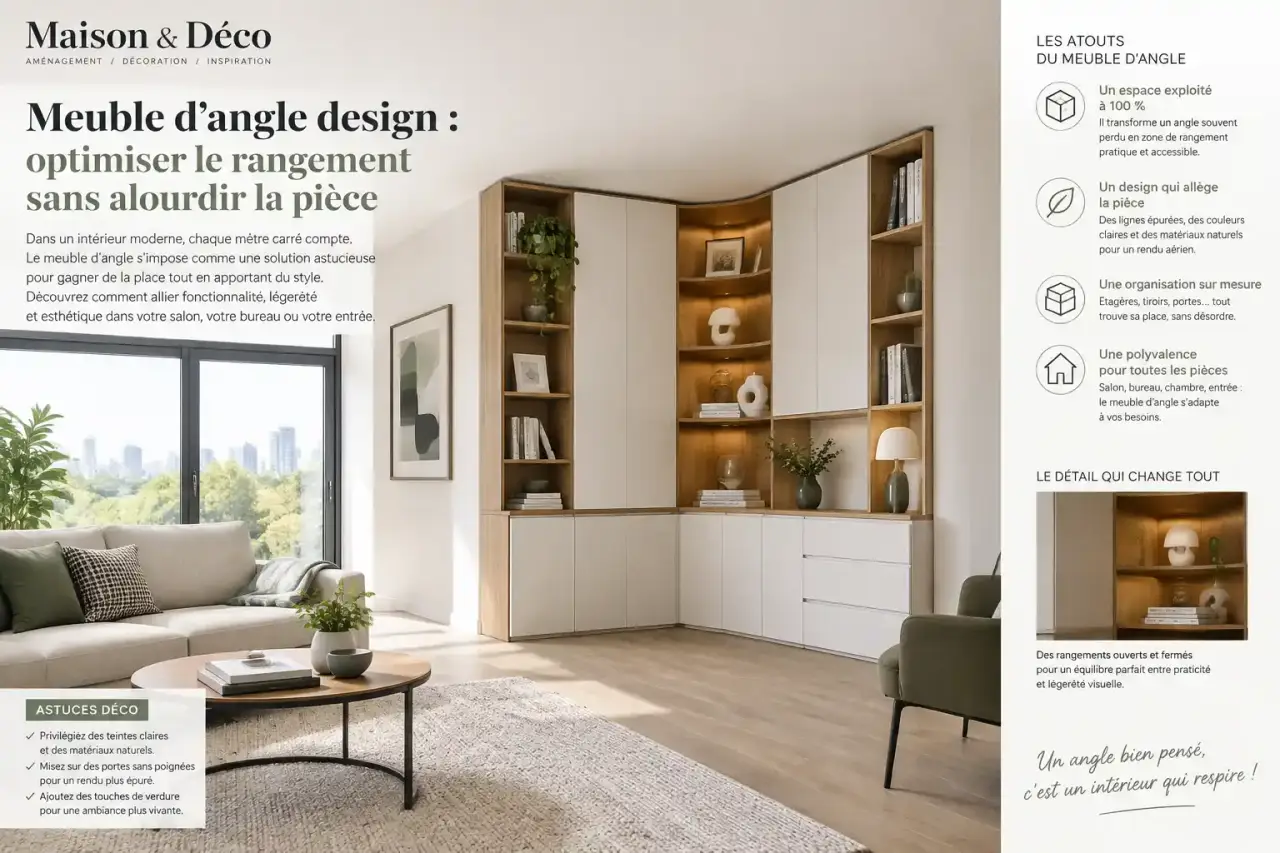 Meuble d’angle design : optimiser le rangement sans alourdir la pièce