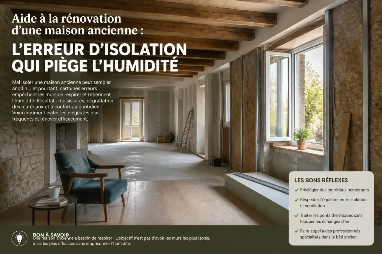 Aide à la rénovation d'une maison ancienne : l'erreur d'isolation qui piège l'humidité