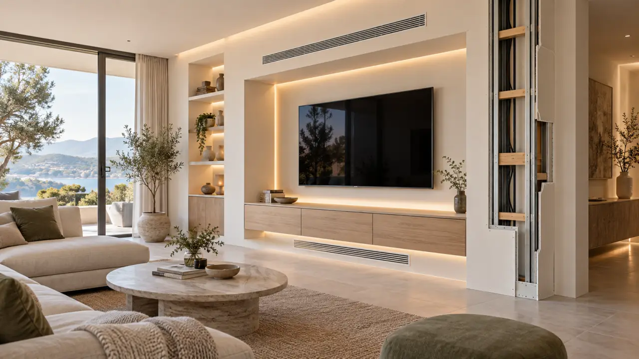 Meuble TV placo design : soignez le faux fond, les renforts et la ventilation
